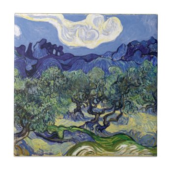 Van Gogh - Olive Trees In A Mountainous Landscape Tile by ArtLoversCafe at Zazzle