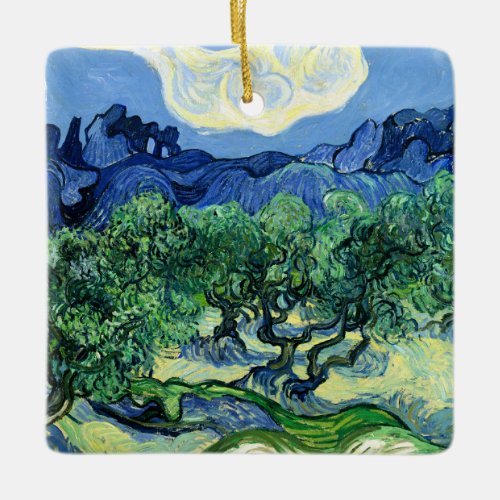 Van Gogh _ Olive Trees with Alpilles Background Ceramic Ornament