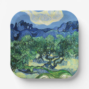 Van Gogh - Olive Trees with Alpilles Background Paper Plates
