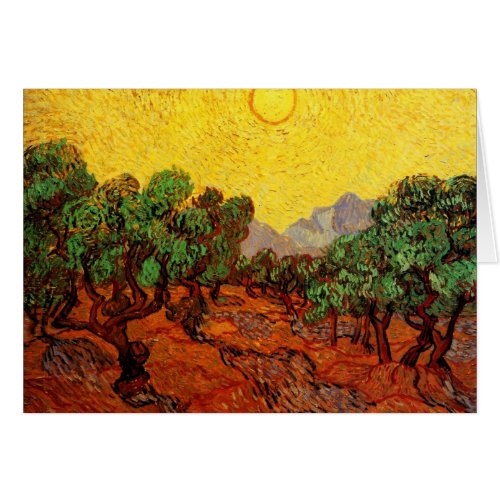 Van Gogh Olive Trees with Yellow Sky and Sun