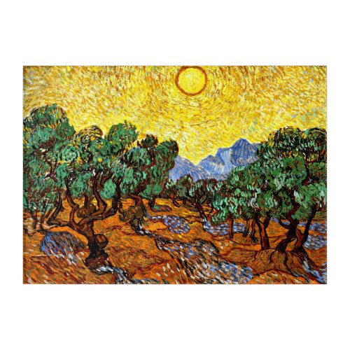 Van Gogh _ Olive Trees with Yellow Sky and Sun Acrylic Print