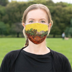 Van Gogh Olive Trees with Yellow Sky and Sun Adult Cloth Face Mask
