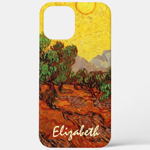 Van Gogh Olive Trees with Yellow Sky and Sun iPhone 12 Pro Max Case