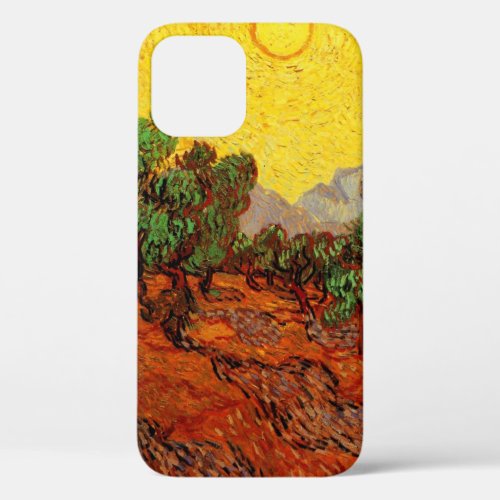 Van Gogh Olive Trees with Yellow Sky and Sun iPhone 12 Case