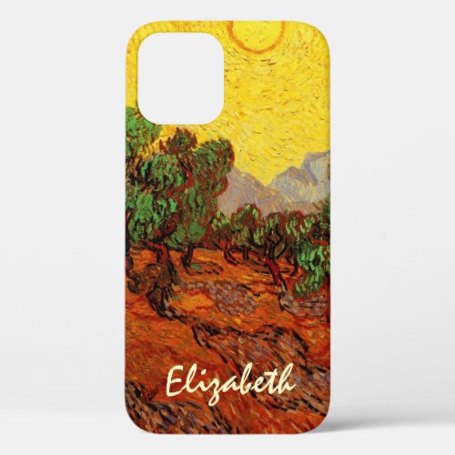 Van Gogh Olive Trees with Yellow Sky and Sun iPhone 12 Case