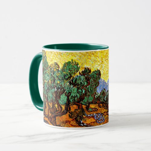 Van Gogh _ Olive Trees with Yellow Sky and Sun Mug