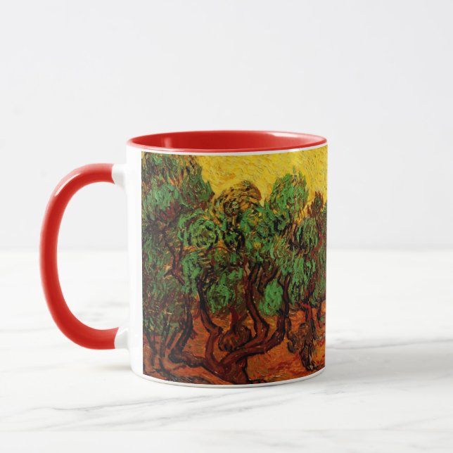 Van Gogh Olive Trees with Yellow Sky and Sun Mug (Left)