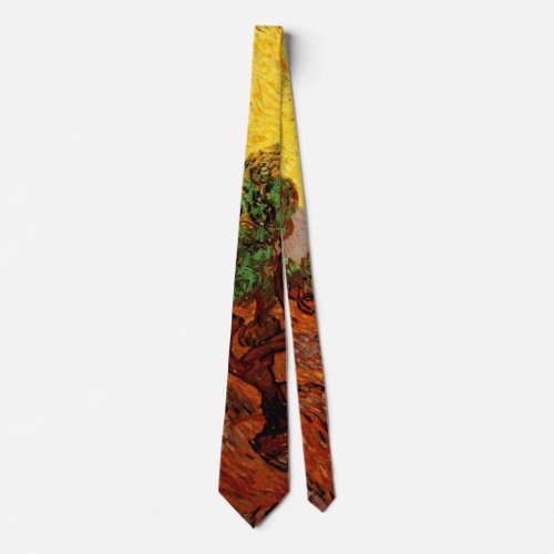 Van Gogh Olive Trees with Yellow Sky and Sun Neck Tie