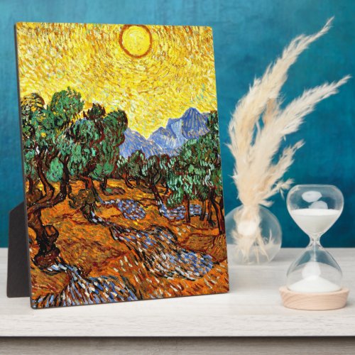 Van Gogh _ Olive Trees with Yellow Sky and Sun Plaque