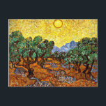 Van Gogh - Olive Trees with Yellow Sky and Sun Pos Postcard<br><div class="desc">Vincent van Gogh painting,  Olive Trees with Yellow Sky and Sun</div>