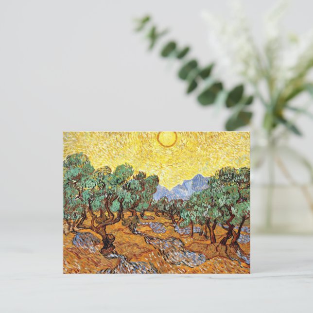 Van Gogh: Olive Trees with Yellow Sky and Sun Postcard (Standing Front)