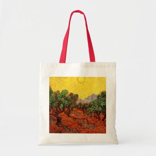 Van Gogh Olive Trees with Yellow Sky and Sun Tote Bag