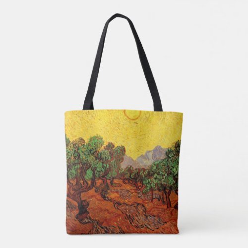 Van Gogh Olive Trees with Yellow Sky and Sun Tote Bag