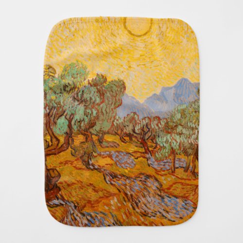 Van Gogh Olive Trees Yellow Sun Sky Baby Burp Cloth