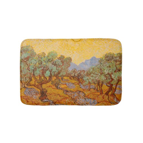 Van Gogh Olive Trees Yellow Sun Sky Bath Mat