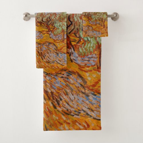 Van Gogh Olive Trees Yellow Sun Sky Bath Towel Set
