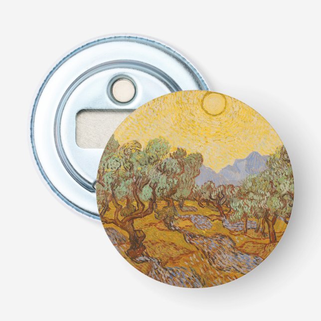 Van Gogh Olive Trees Yellow Sun Sky Bottle Opener (Front)