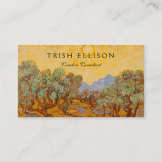 Van Gogh Olive Trees Yellow Sun Sky Business Card