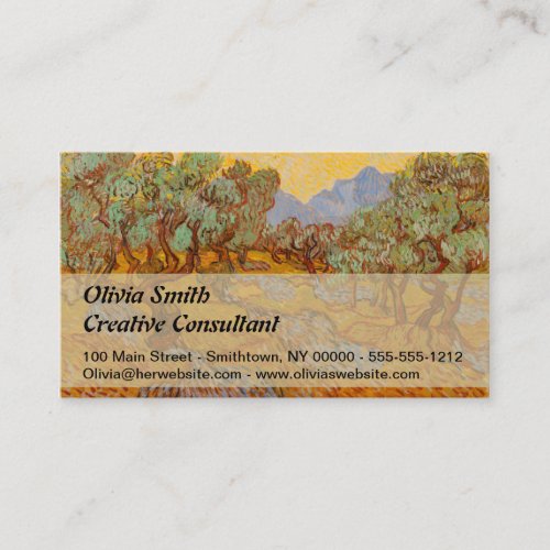 Van Gogh Olive Trees Yellow Sun Sky Business Card