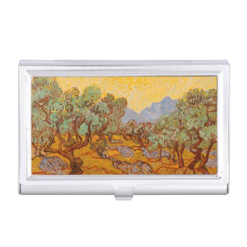 Van Gogh Olive Trees Yellow Sun Sky Business Card Case