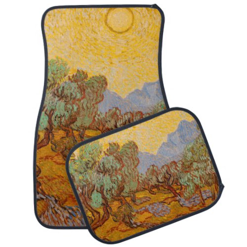 Van Gogh Olive Trees Yellow Sun Sky Car Floor Mat