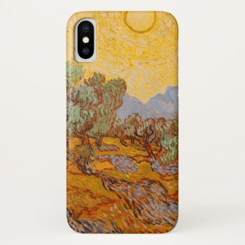 Van Gogh Olive Trees Yellow Sun Sky iPhone X Case