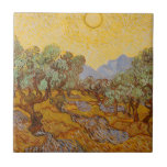 Van Gogh Olive Trees Yellow Sun Sky Ceramic Tile<br><div class="desc">Vincent Van Gogh Olive Trees with Yellow Sky and Sun - This famous impressionist painting by Van Gogh features olive trees with a yellow sun and sky.</div>