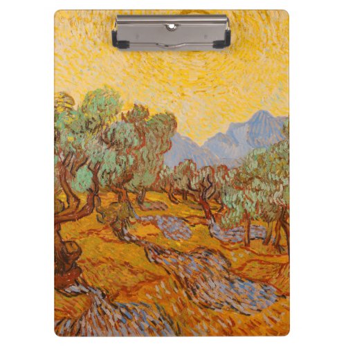 Van Gogh Olive Trees Yellow Sun Sky Clipboard