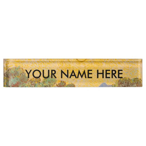 Van Gogh Olive Trees Yellow Sun Sky Desk Name Plate