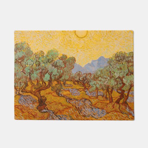 Van Gogh Olive Trees Yellow Sun Sky Doormat