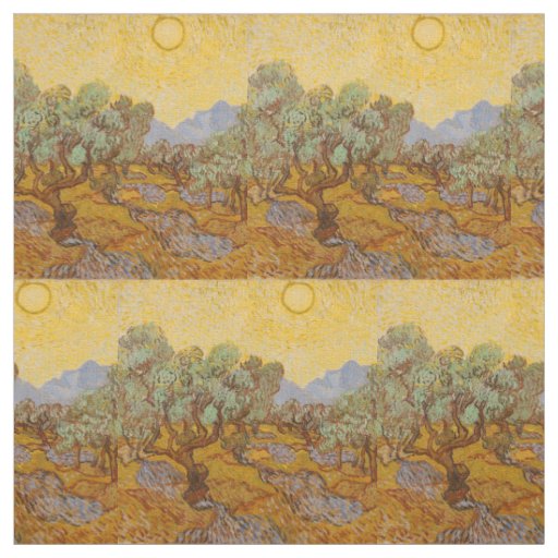 Van Gogh Olive Trees Yellow Sun Sky Fabric
