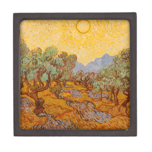 Van Gogh Olive Trees Yellow Sun Sky Gift Box