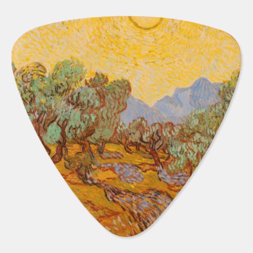 Van Gogh Olive Trees Yellow Sun Sky Guitar Pick
