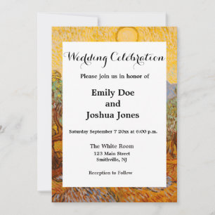 Van Gogh Olive Trees Yellow Sun Sky Invitation