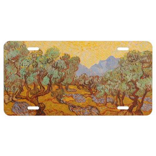 Van Gogh Olive Trees Yellow Sun Sky License Plate