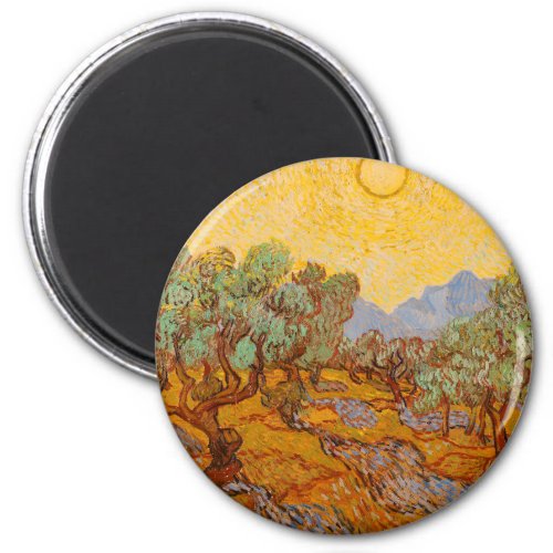 Van Gogh Olive Trees Yellow Sun Sky Magnet