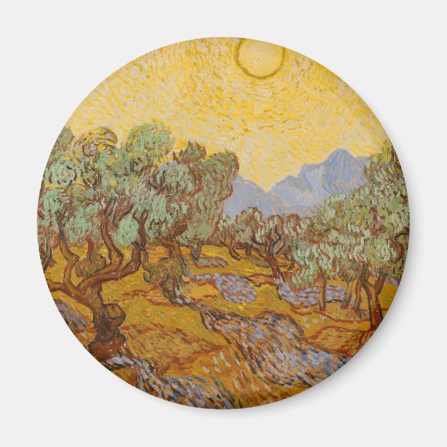 Van Gogh Olive Trees Yellow Sun Sky Magnet (Front)