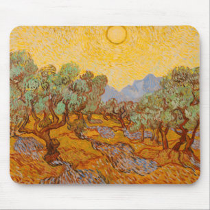 Van Gogh Olive Trees Yellow Sun Sky Mouse Pad