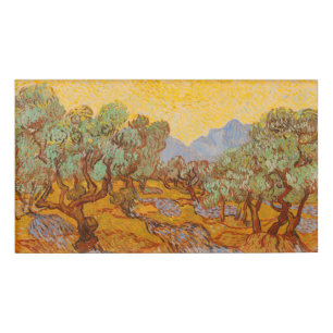 Van Gogh Olive Trees Yellow Sun Sky Name Tag