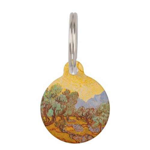 Van Gogh Olive Trees Yellow Sun Sky Pet ID Tag