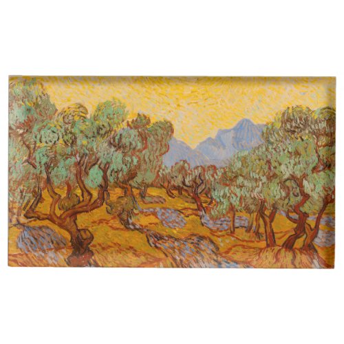 Van Gogh Olive Trees Yellow Sun Sky Place Card Holder