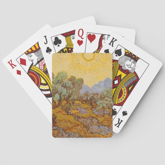 Van Gogh Olive Trees Yellow Sun Sky Poker Cards (Back)