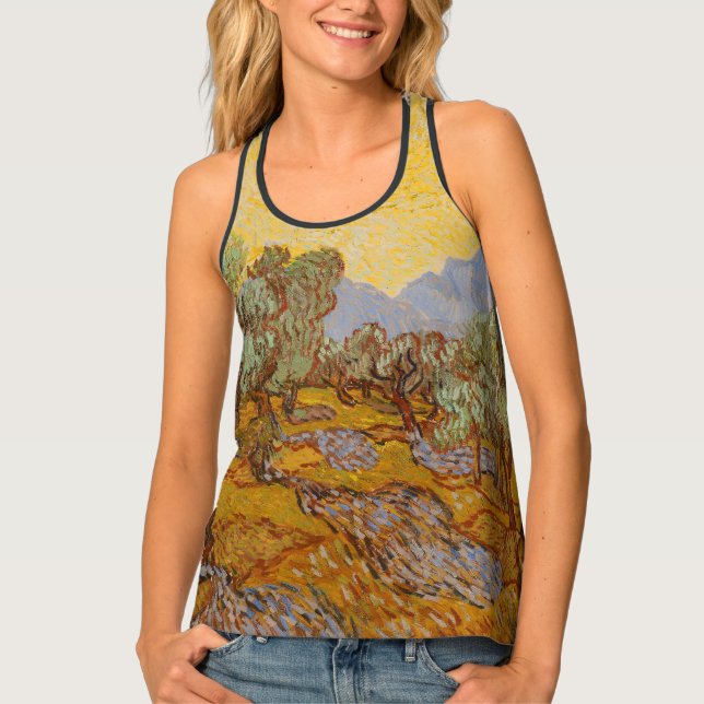 Van Gogh Olive Trees Yellow Sun Sky Tank Top (Front)