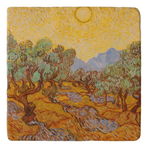 Van Gogh Olive Trees Yellow Sun Sky Trivet