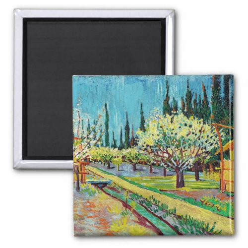 Van Gogh _ Orchard Bordered by Cypresses Magnet