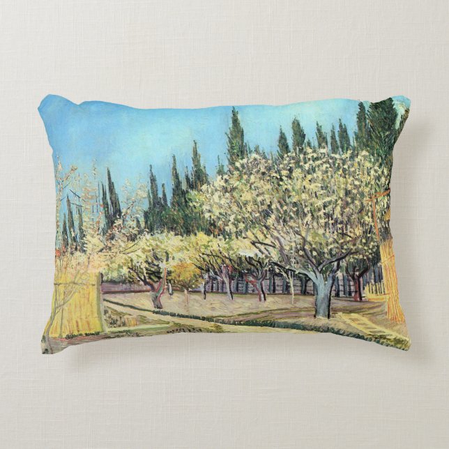 Van Gogh Orchard in Blossom, Bordered by Cypresses Accent Pillow (Front)