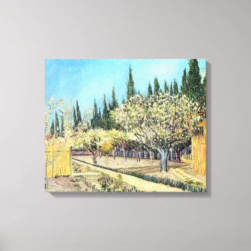 Van Gogh Orchard in Blossom Bordered by Cypresses Canvas Print