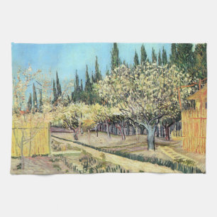 Van Gogh Orchard in Blossom, Bordered by Cypresses Kitchen Towel