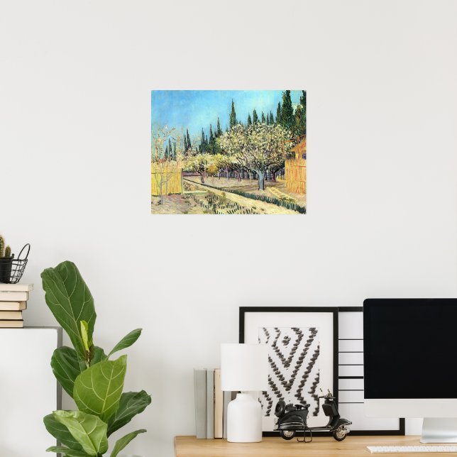 Van Gogh Orchard in Blossom, Bordered by Cypresses Poster (Home Office)