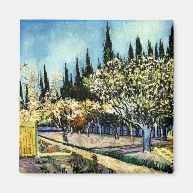 Van Gogh - Orchard Surrounded by Cypresses Magnet (Front)